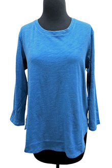 Escape By Habitat Women's High-Low 3/4 Sleeve Top - Loose Fit Scoop Neck Tee, 100% Cotton, Black, Size X-Large