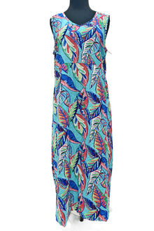  Escape By Habitat Crinkle Rayon Beach Dress in Multi Leaves Print Style 82651