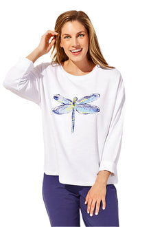  Escape By Habitat Destination Terry Dragonfly Pullover in White