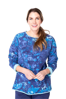  Escape By Habitat Marble Washed Fleece Allover Print Pullover in Lapis