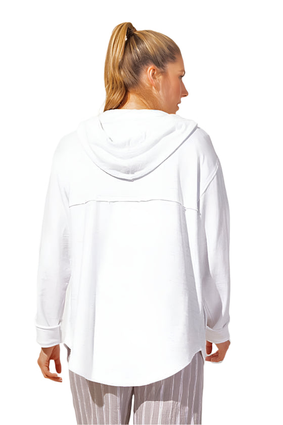 Escape By Habitat Modal Span Terry High Tide Hoodie in White