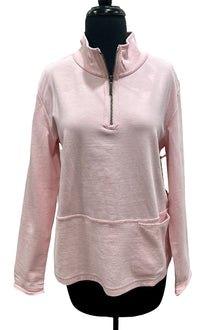  Escape By Habitat Ocean Front Terry Quarter Zip Pullover in Pink