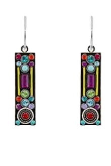  Firefly Architectural Long Rectangle Earring in Multicolor E308-MC