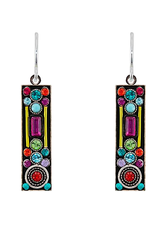 Firefly Architectural Long Rectangle Earrings in Multicolor E284-MC