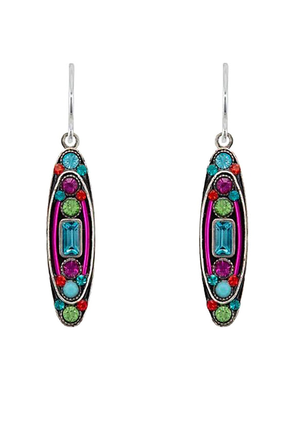 Firefly Baguette Long Oval Earring in Multicolor E327-MC