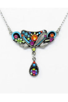  Firefly Botanical Necklace with Drop in Multicolor 9036-MC