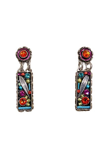  Firefly Botanical Rectangle Leaf Post Earrings in Multicolor E230P-MC
