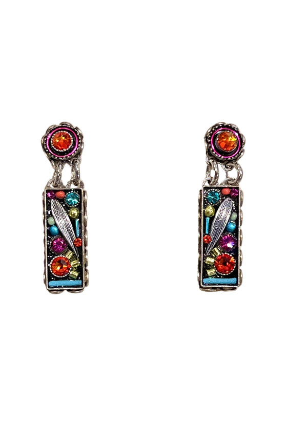 Firefly Botanical Rectangle Leaf Post Earrings in Multicolor E230P-MC