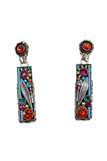  Firefly Botanical Rectangle Leaf Post Earrings in Multicolor E231P-MC