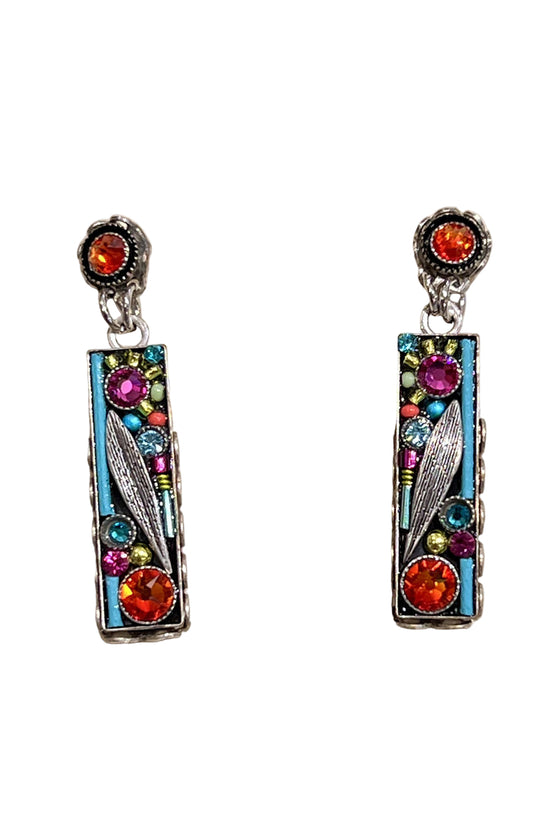 Firefly Botanical Rectangle Leaf Post Earrings in Multicolor E231P-MC