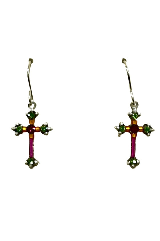 Firefly Dainty Cross Earrings Fuchsia 7708-FH