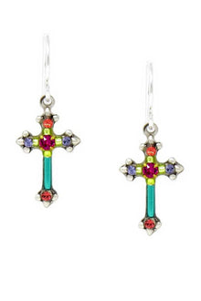  Firefly Dainty Cross Earrings in Multicolor 7708-MC