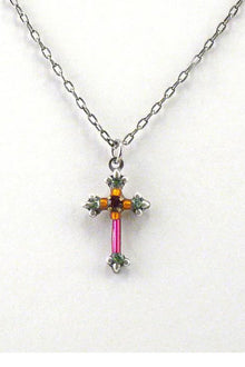  Firefly Dainty Cross Necklace in Fuchsia 8496-FH