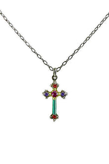  Firefly Dainty Cross Necklace in Multicolor - 8496-MC