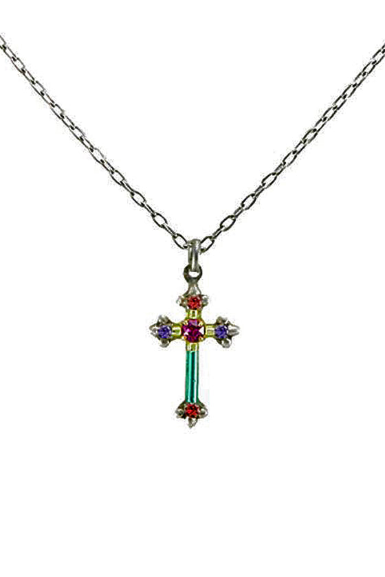 Firefly Dainty Cross Necklace in Multicolor - 8496-MC