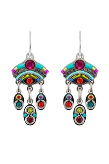  Firefly Oval Earring with Drops in Multicolor E415-MC