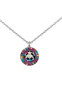  Firefly Petite Bee Round Pendant Necklace in Multicolor 9106-MC