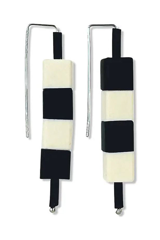 Frank Ideas Block of 4 Earrings in Black and Cream