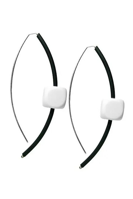 Frank Ideas Cube Earrings in White