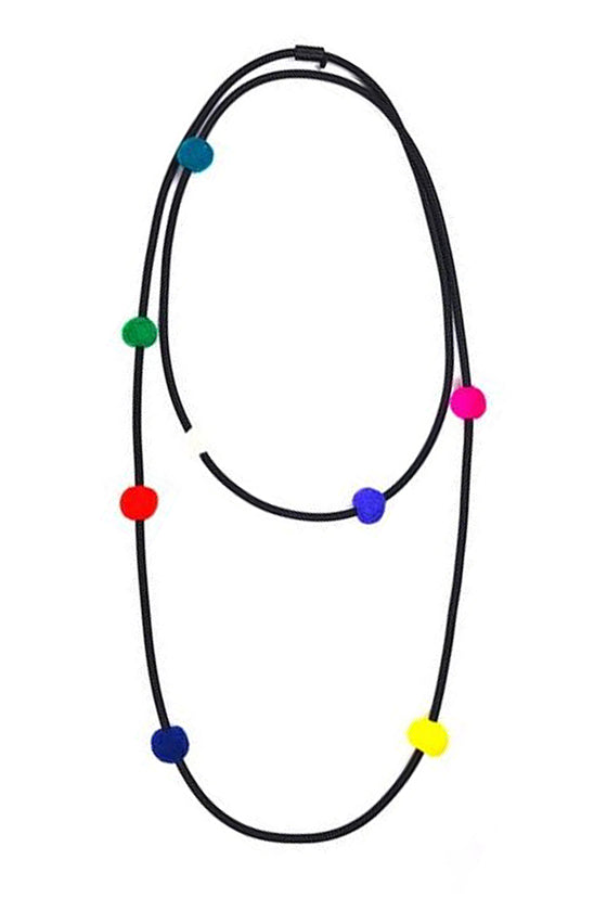 Frank Ideas Felt and Rubber Long Statement Necklace in Multi