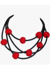 Frank Ideas Felt and Rubber Long Statement Necklace in Red