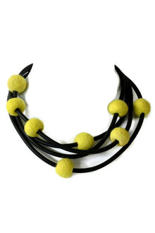  Frank Ideas Felt and Rubber Long Statement Necklace in Yellow