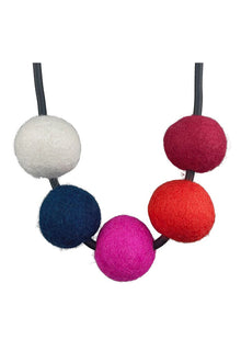  Frank Ideas Felt Chunky Bold Color Statement Necklace in Cream, Navy, Pink, Orange and Red