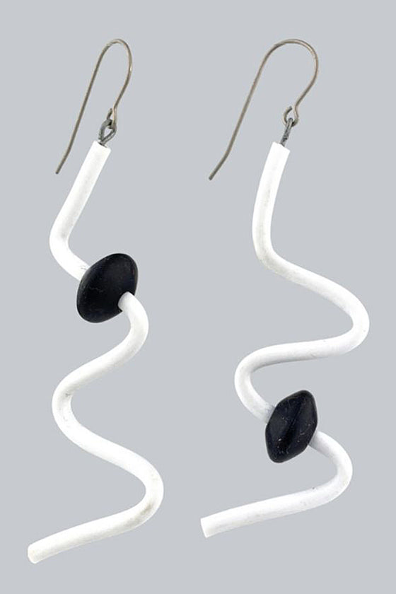 Frank Ideas Squiggle Earrings in White and Black