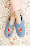 French Knot Hummingbird Slipper in Blue