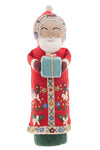 French Knot Santa Mantel Topper in Red