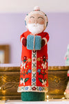 French Knot Santa Mantel Topper in Red