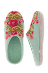 French Knot Secret Garden Slippers in Turquoise