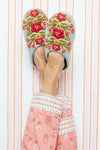 French Knot Secret Garden Slippers in Turquoise