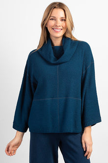  Habitat Autumn Breeze Cowl Neck Poncho in Baltic
