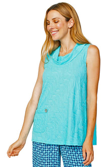  Habitat Clothes Cascade Cotton Swing Cowl Tank in Seaglass Style 16313