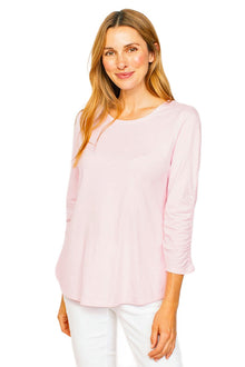  Habitat Clothes Combed Cotton Ruched Arm V-Neck in Peony Style 74037