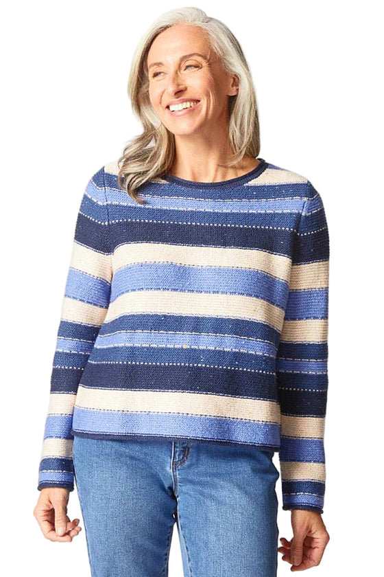 Habitat Clothes To Live In Chic Chalet Nordic Stripe Pullover in Dove