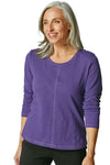 Habitat Clothes To Live In Cotton Pebble Long Sleeve Coverstitch Tee in Mulberry