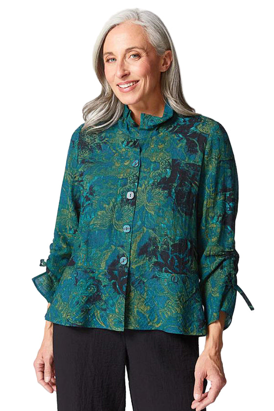 Habitat Clothes To Live In Express Travel Jacobian Floral Event Jacket in Everglade