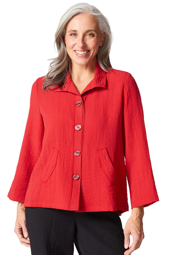 Habitat Clothes To Live In Express Travel Pleat Back Jacket in Ruby