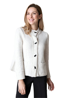  Habitat Clothes To Live In Harvest Tweed Brick Stitch Cardigan in Winter White