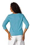 Habitat Clothes To Live In Ruched Sleeve Peruvian Cotton Tee in Dewdrop