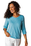 Habitat Clothes To Live In Ruched Sleeve Peruvian Cotton Tee in Dewdrop