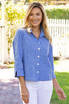 Habitat Clothes To Live In Santorini Wavy Stripe Shirt in Bluebell