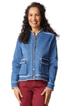 Habitat Clothes To Live In Stretch Canvas Fringe Jacket in Medium Denim