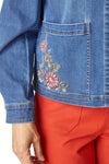 Habitat Clothes To Live In Stretch Denim Embroidered Jacket in Medium Wash