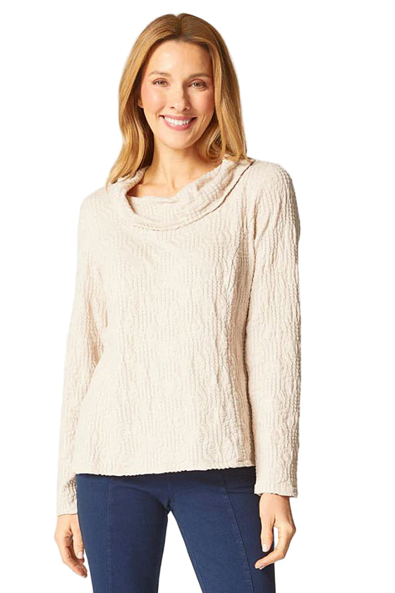 Habitat Clothes To Live In Sunburst Knit Cowl Neck Pullover in Dove