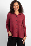 Habitat Pucker Weave Lapped Seamed Tunic Swing Shirt in Cranberry