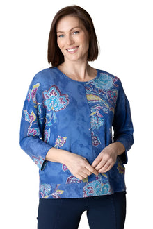  Habitat Super Soft Fleece Boxy Crew in Sapphire Vintage Floral