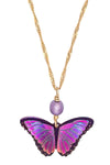 Holly Yashi Bella Butterfly Pendant Necklace in Violet